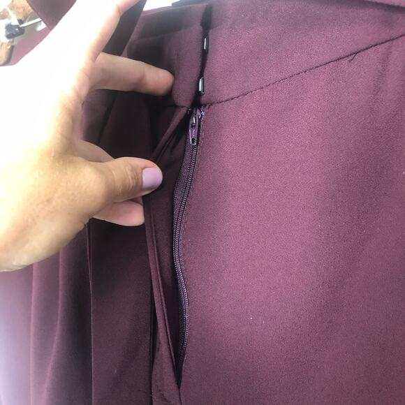 Express Pants Maroon Paperbag Tie Waist Ankle Crop High Rise Work Office 18 Long - Picture 4 of 10